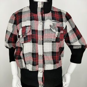 Vintage 1990s Plaid Bomber Biker Jacket Clueless